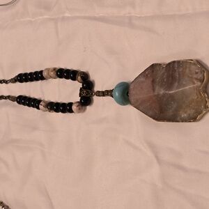 Blue and Black Stone Pendant Necklace